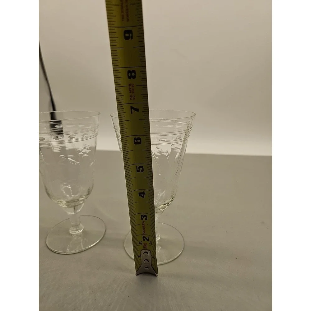 Vintage Fostoria Heather Clear Etched‎ Juice Glasses Lot Of 2